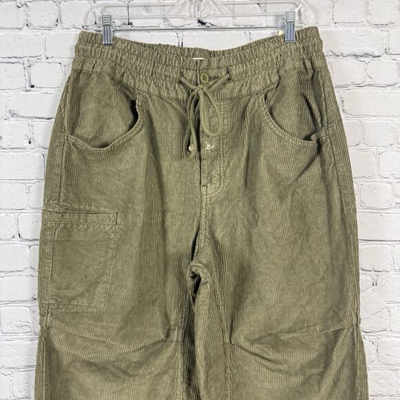 NWT We The Free People Modern Love Pull On Cord Jeans Green High Rise - Picture 6 of 16